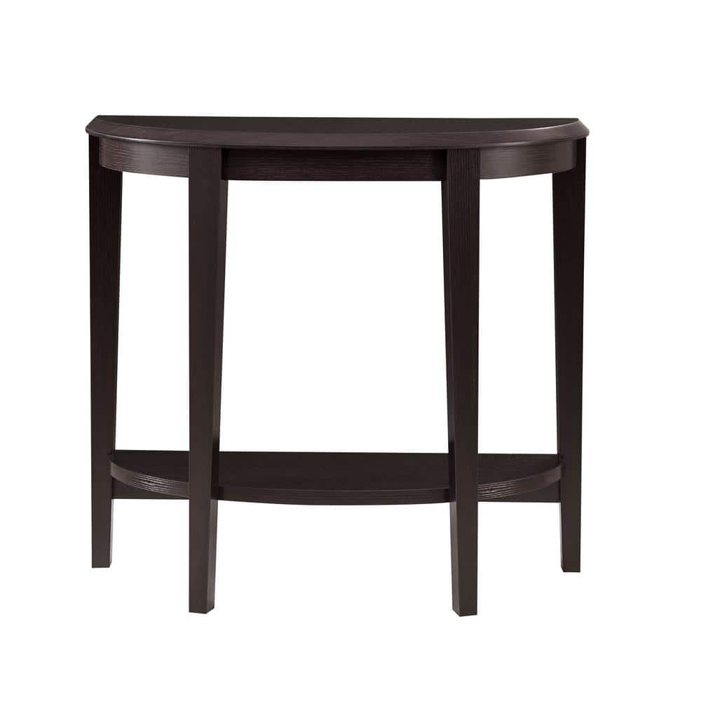Espresso Brown Wood Semi-Circle Hallway Table with Storage Shelf