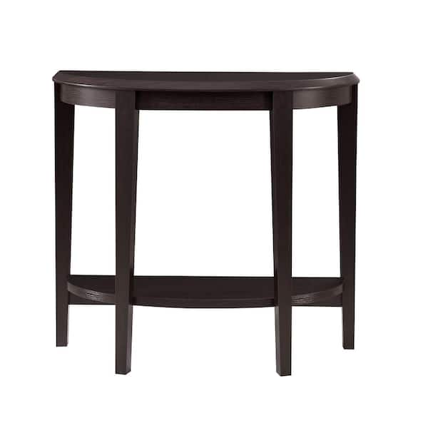 Yara 36 in. Espresso Half-Moon Particle Board Console Table With Bottom Shelf
