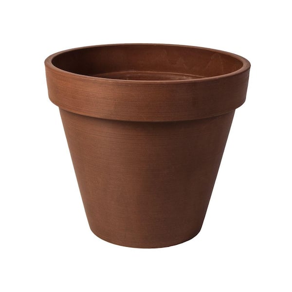 Algreen Valencia 14 in. Round Textured Terra Cotta Polystone Band Planter