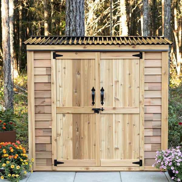 6 ft. W x 3 ft. D Cedar Wood Garden Chalet Shed with Double Doors (18 sq. ft.)