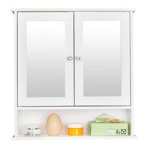 5.10  in. W x 22.00 in. D x 22.80 in. H Bathroom Storage Wall Cabinet with Magnetic Lock in White