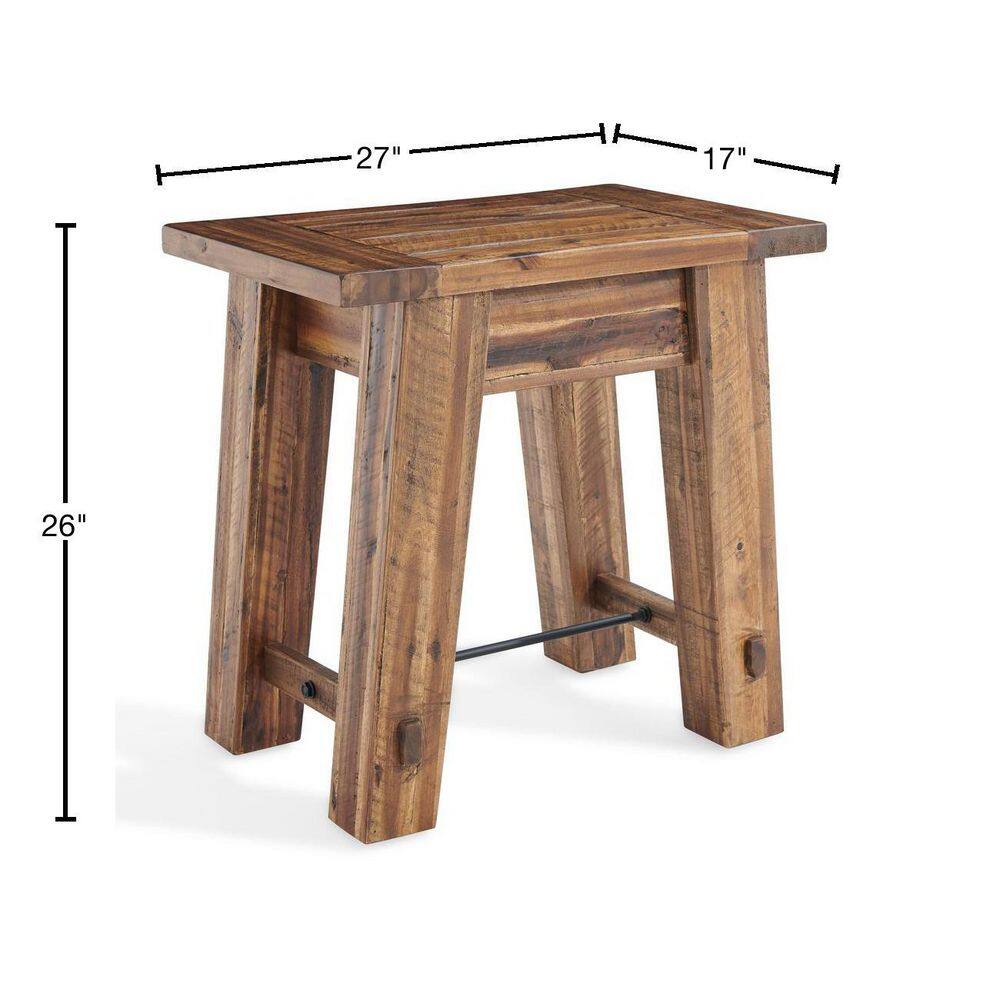 Durango 27" Rustic Industrial Wood End Table with Metal Accents