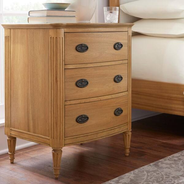 Homey Design HD-1801 Three Drawer Nightstand in Metallic