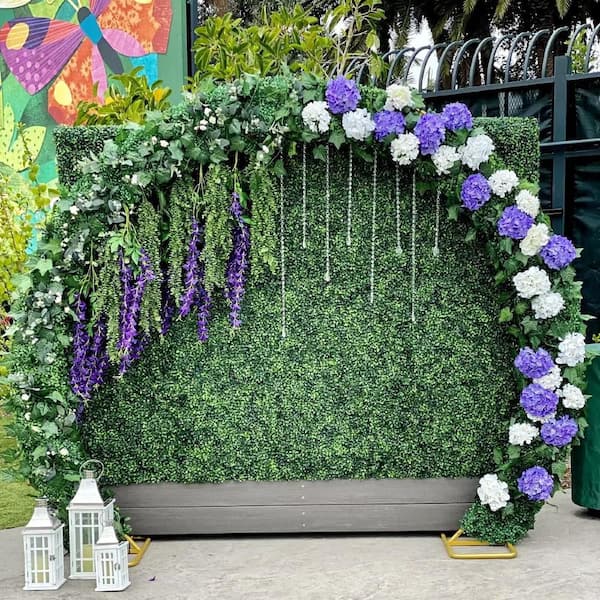 12- Piece 20 in. x 20 in. Artificial Boxwood Panels, Grass Wall Faux Boxwood Hedge Wall Panel Green Grass Backdrop Wall