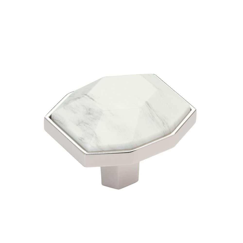 Carrione 1-5/8 in. (41mm) Length Marble White/Polished Nickel Modern Geometric Cabinet Knob price history on PriceWatchPro