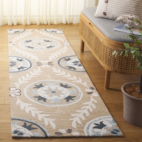 Jardin 2 ft. x 8 ft. Beige/Ivory Geometric Abstract Runner Rug
