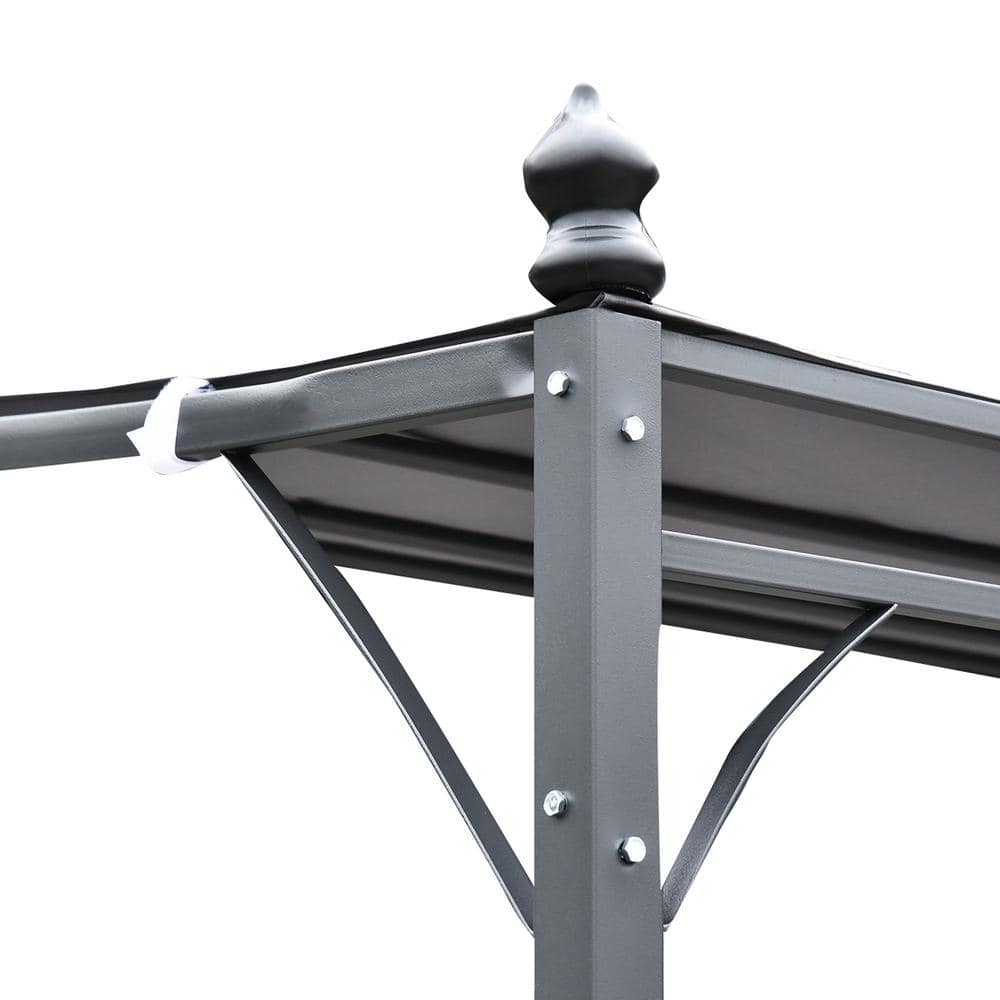 Gray 13' x 10' Steel Outdoor Pergola with Weather-Resistant Canopy