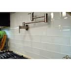 6 in. D x 3 in. W x 1/6 in. H Peel and Stick Glass Backsplash Tile for Kitchen in White Subway Tile