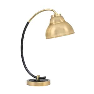 Delgado 18.25 in. Matte Black and Brass Piano Desk Lamp with Brass Metal Shade