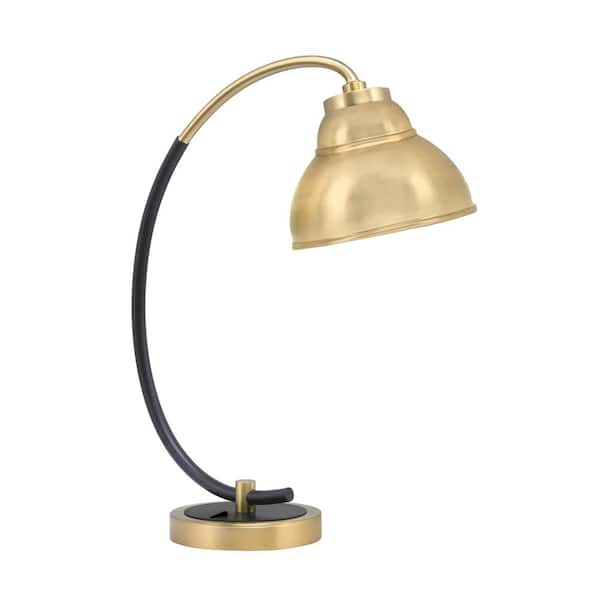 Lighting Theory Delgado 18.25 in. Matte Black and Brass Piano Desk Lamp with Brass Metal Shade