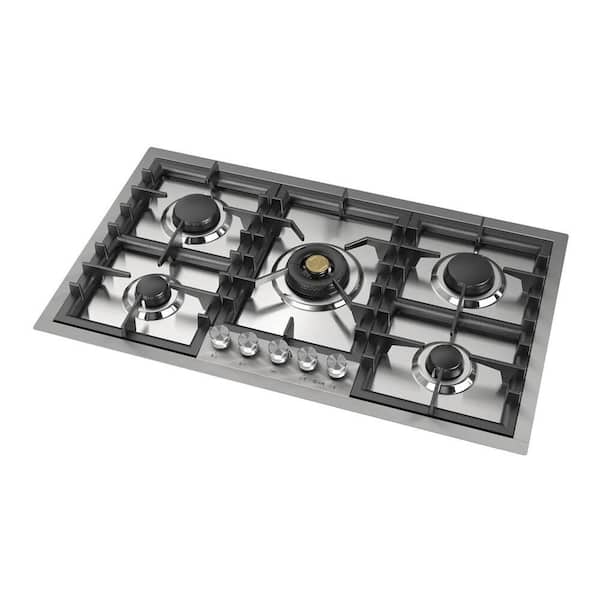 Professional Plus II 36 in. Built in Gas Cooktop with 5-Sealed Burners in Stainless Steel