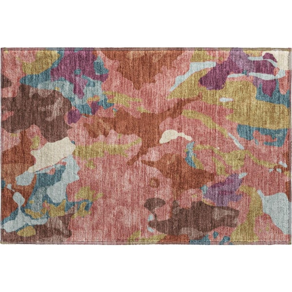 Mayfield Premium Machine Washable Abstract AMF2161 Pink 2 ft. x 3 ft. Accent Rug