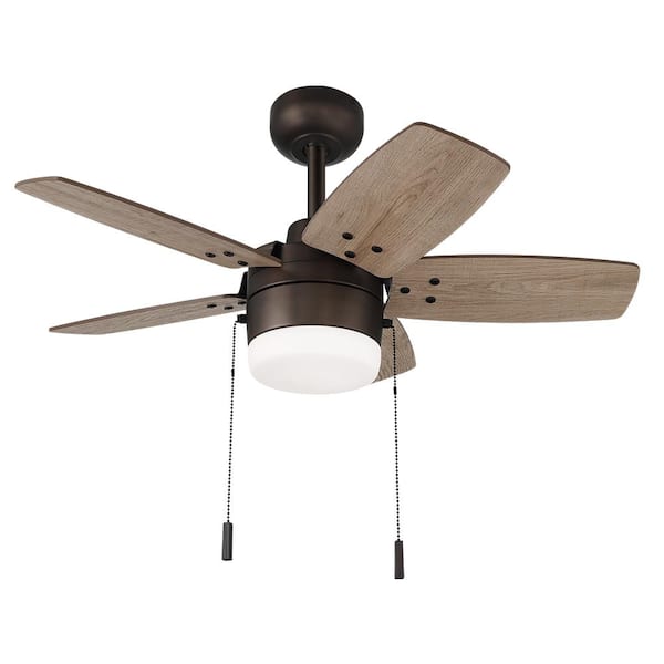 Waterly 32 in. Indoor in Plated Bronze Ceiling Fan with Integrated LED