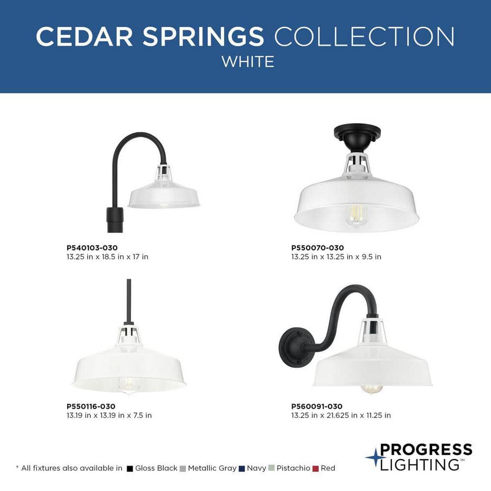 White Aluminum Industrial-Style Semi-Flush Mount Ceiling Light
