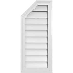 14 in. x 32 in. Octagonal Surface Mount PVC Gable Vent: Decorative with Brickmould Frame
