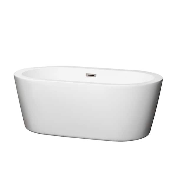 Wyndham Collection Mermaid 5 ft. Center Drain Soaking Tub in White