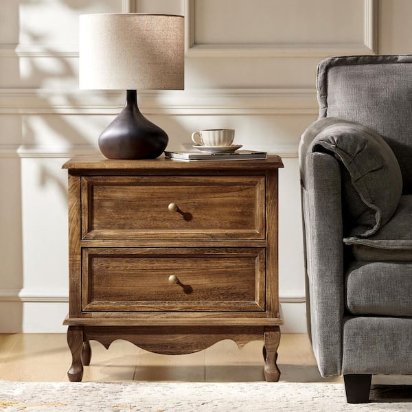 Elpenor 24"Wx16"Dx24"H Tall 2 - Drawer Walnut Nightstand