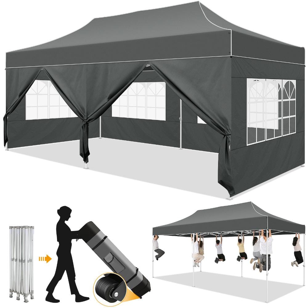 COBIZI 20 Ft. W x 10 Ft. D Metal Pop up heavy duty canopy