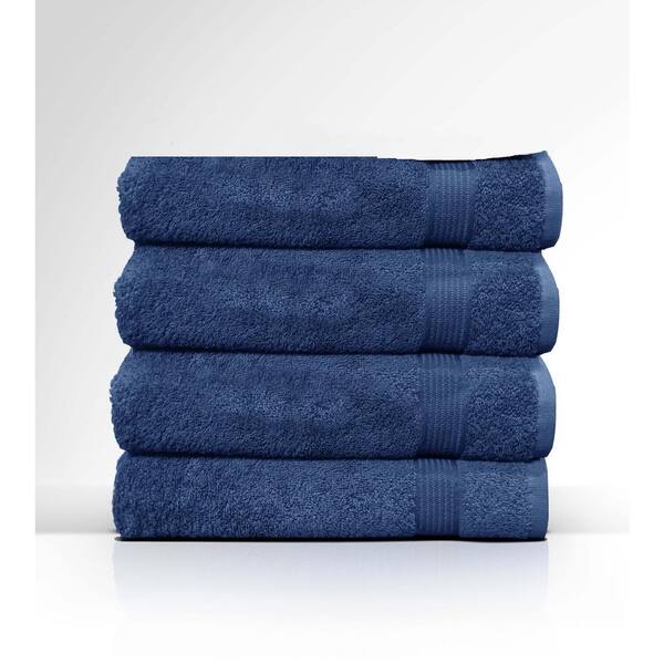 Context Towel 4-Piece Navy Geometric 100% Cotton Bath Towel Set PK-NVY ...