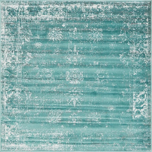Unique Loom Sofia Casino Turquoise 6' 0 x 6' 0 Square Rug