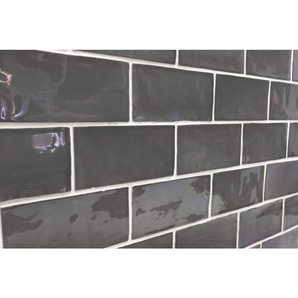 Messi 3x6 Polished Gray Ceramic Subway Wall Tile