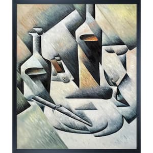 21.5 in. x 25.5 in. Bottles and Knife by Juan Gris Studio Black Wood Framed Abstract Oil Painting Art Print