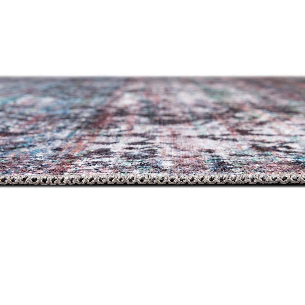 Renaissance 8 ft Square Blue Green Medallion Washable Rug