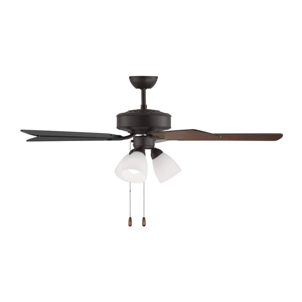 Linden 52" Bronze Ceiling Fan with Frosted Glass Shade