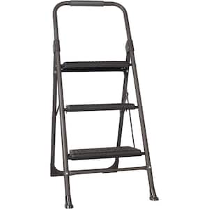3 Step High-Back steel Ladder Reach 4 ft. Folding Step Stool 00 lbs. Load Capacity Ladder with Wide Anti-Slip Pedal
