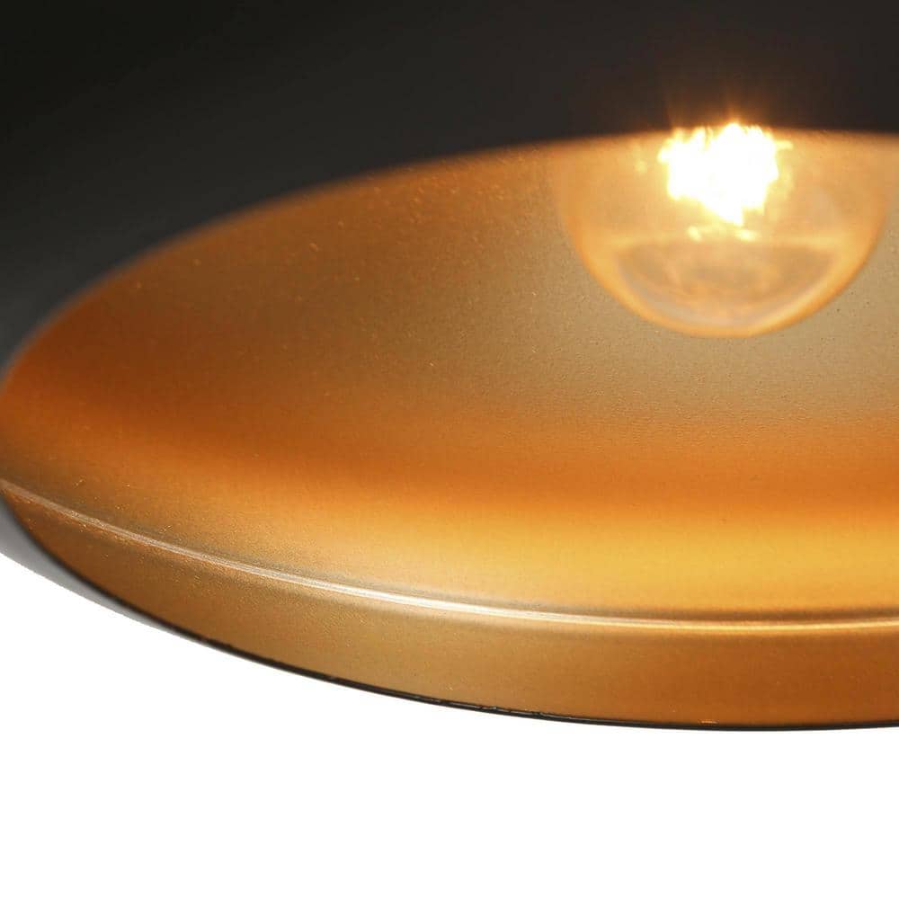 Matte Black and Brass Mini Pendant Light with Glass Shade