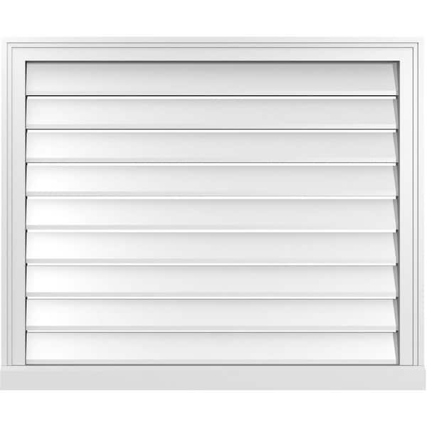 Ekena Millwork 36" x 30" Vertical Surface Mount PVC Gable Vent: Functional with Brickmould Sill Frame