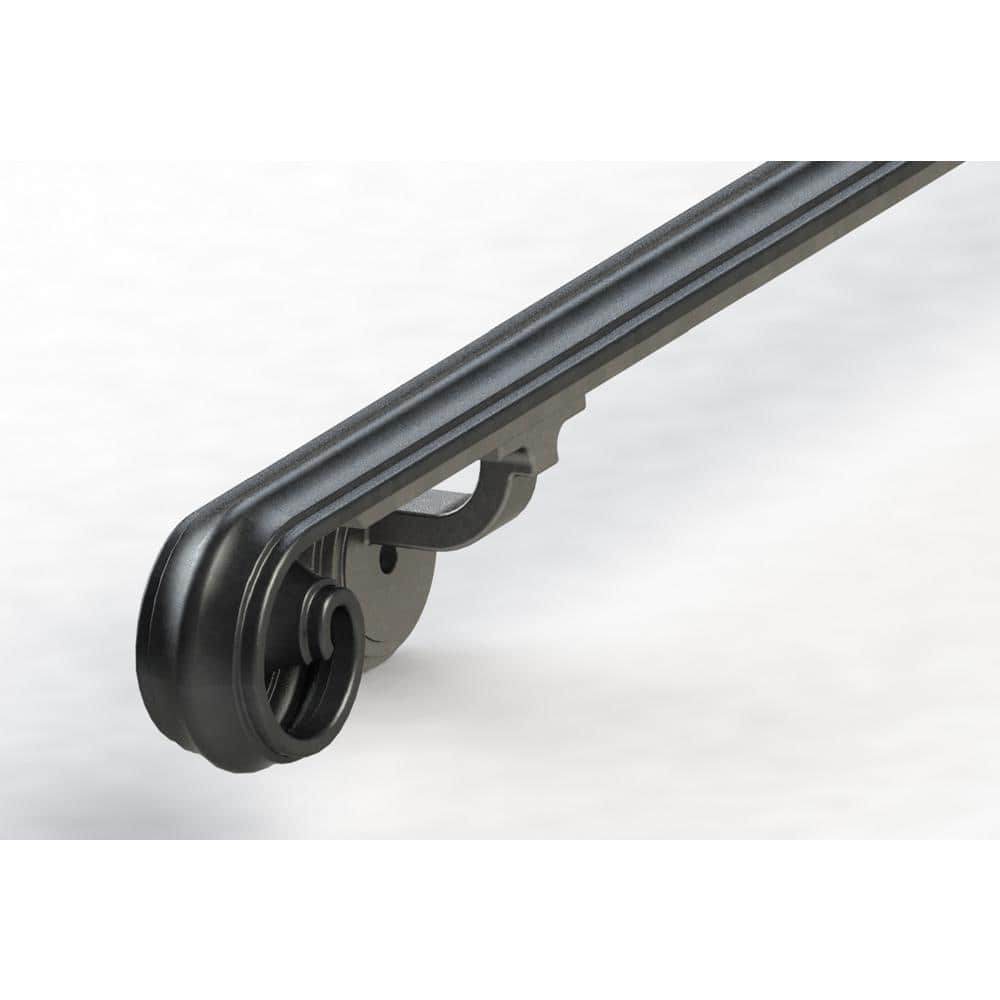 72" Black Powder Coated Wrought Iron Scroll Handrail