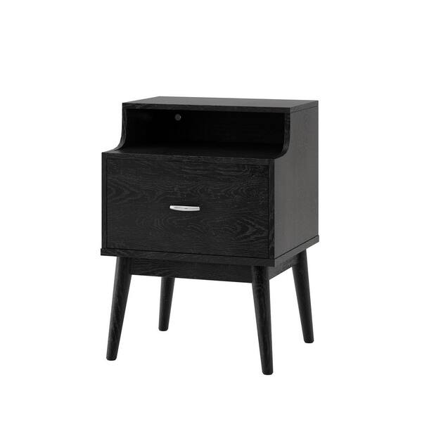 Noble House Starla 1Drawer Black Nightstand 109864 The Home Depot