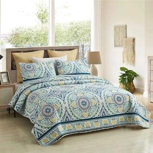 Cozy Line Home Fashions Flourish Tropical Floral Paisley 3-Piece Multi-Color  Pink Blue Green Poly Cotton Queen Quilt Bedding Set BB2020-043Queen - The  Home Depot