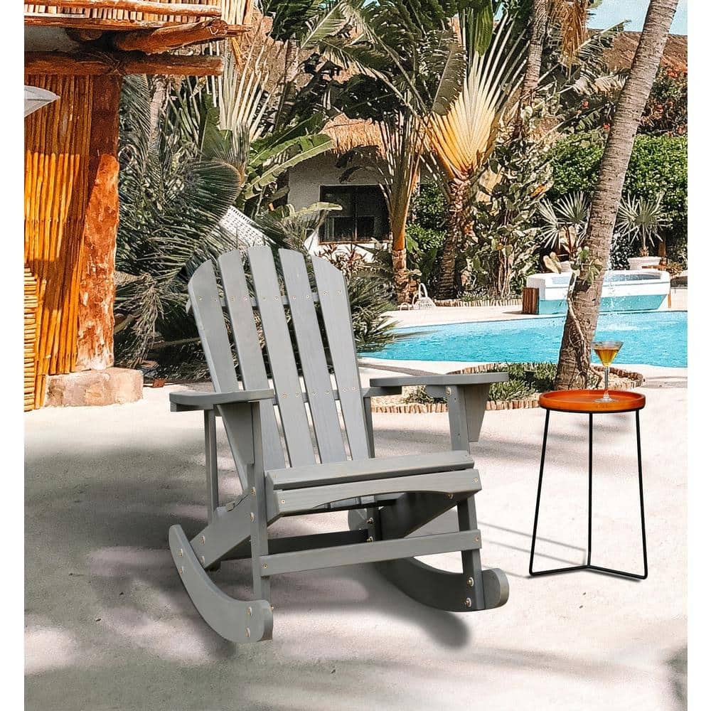 HOTEBIKE Adirondack Gray Solid Wood Outdoor Rocking Chairs JIANG010135   Hotebike Outdoor Rocking Chairs Jiang010135 64 1000 