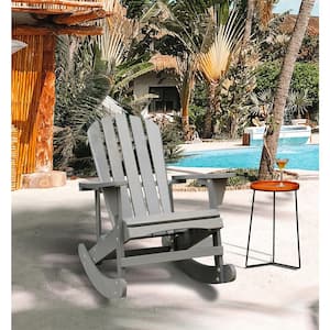 Adirondack Gray Solid Wood Outdoor Rocking Chairs