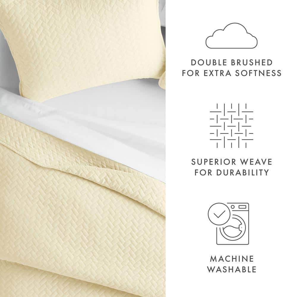 Yellow Full Microfiber Quilted Coverlet Set