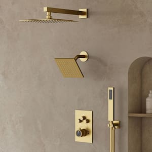 YAWWALK Thermostatic 7-Spray 12 and 6 in. Wall Mount Shower System