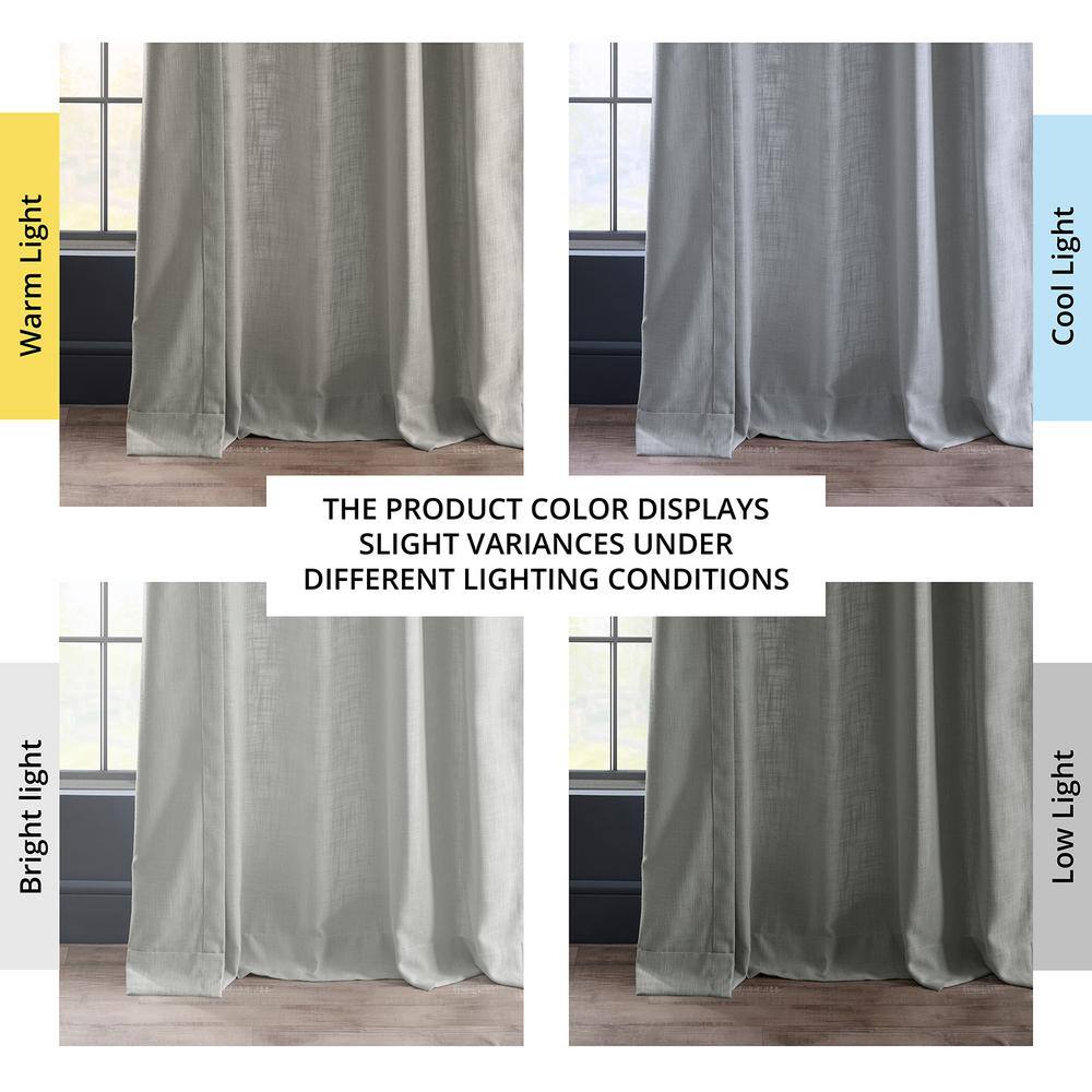 Ash Grey Light-Filtering Faux Linen Rod Pocket Curtain Panel