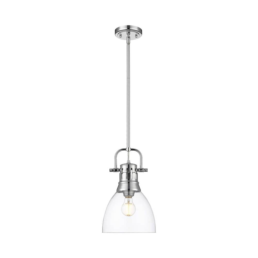 Duncan 100-Watt 1 Light Chrome Shaded Pendant Light with Clear Glass Shade, No Bulbs Included price history on PriceWatchPro
