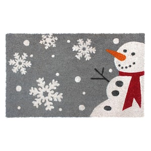 White 18 in. x 30 in. Snowman Coir Doormat