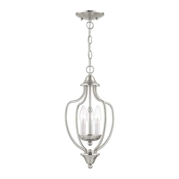 AVIANCE LIGHTING Callahan 10 in. 3-Light Brushed Nickel Convertible Mini Chandelier/Semi Flush