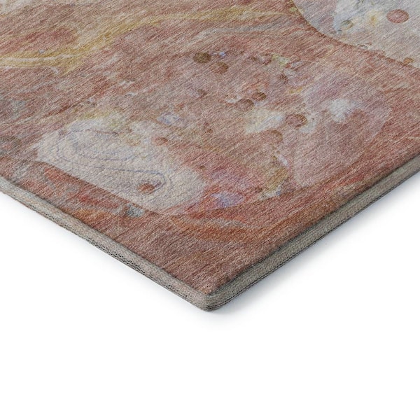 Mayfield Premium Machine Washable Abstract AMF1941 Salmon 8 ft. x 10 ft. Area Rug
