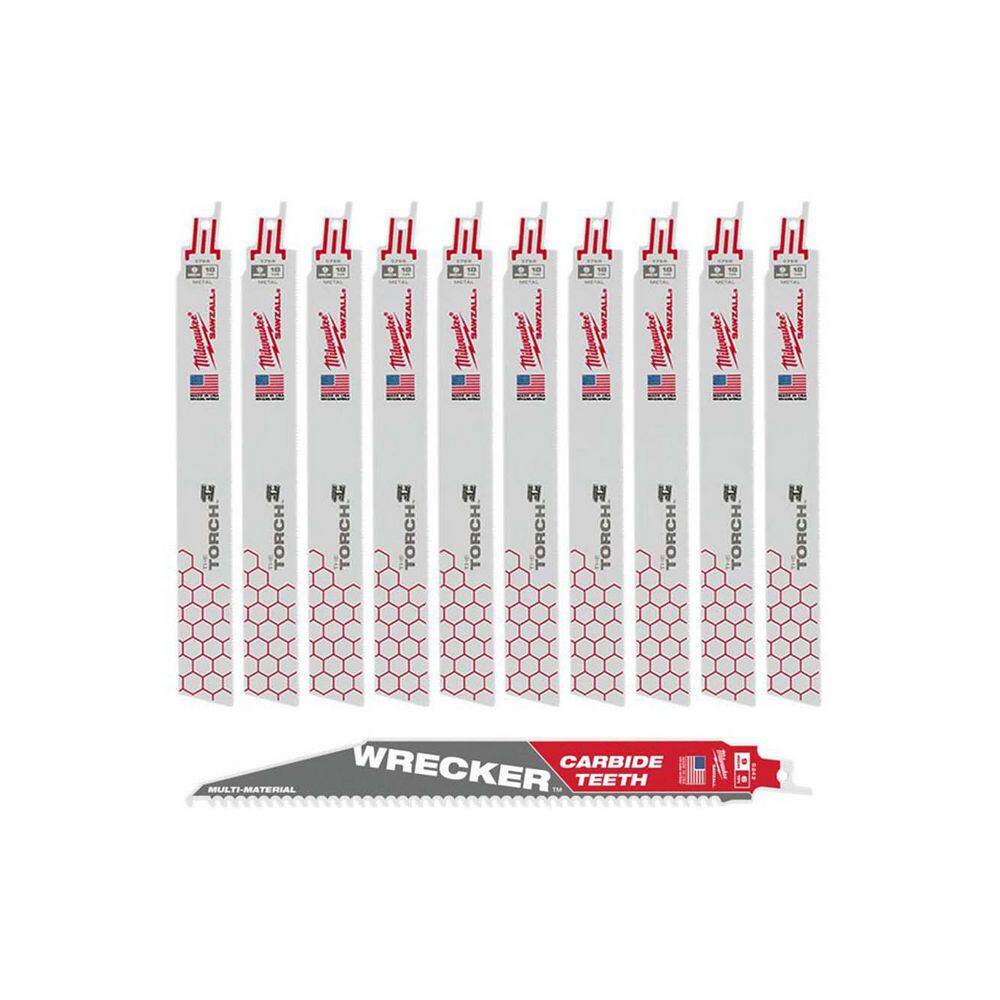 9 in. 18 TPI TORCH Medium Metal SAWZALL Reciprocating Saw Blades (10-Pack) & 9 in. 6 TPI WRECKER Carbide Blade price history on PriceWatchPro