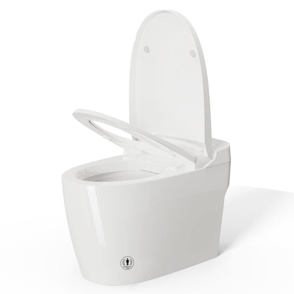 1-Piece 1.28 GPF Single Flush Elongated Tankless Smart Toilet in White, Aut