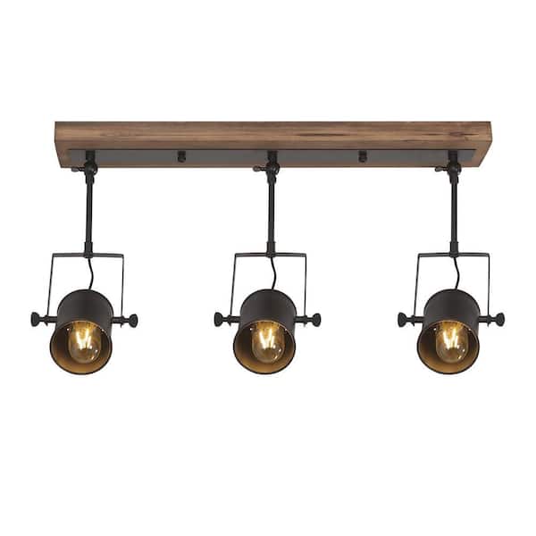 Black Flexible Track Cylinder Lighting Fixture Farmhouse 3-Head Ceiling Spotlight Semi Flush Mount Ceiling Light Fixture