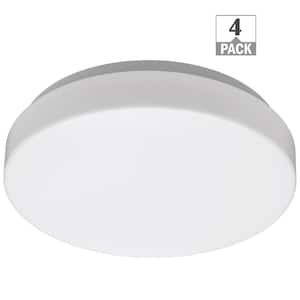 Low Profile 7 in. Round LED Flush Mount Ceiling Light Fixture Modern Lens 810 Lumens 4000K (4-Pack)