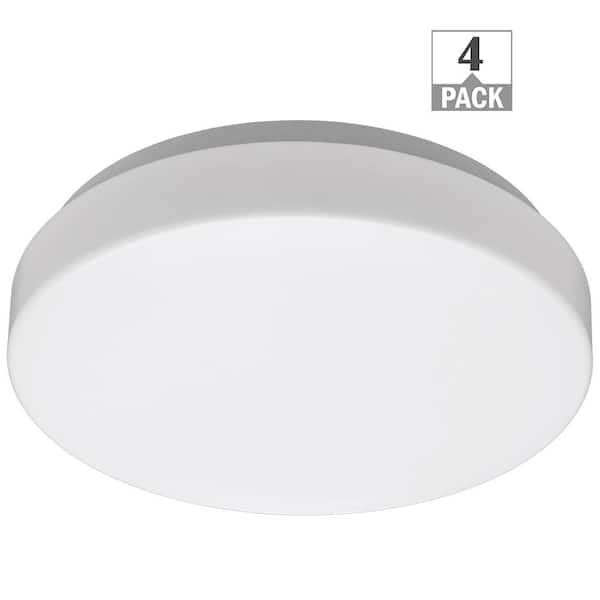 ETI LIGHTING Low Profile 7 in. Round LED Flush Mount Ceiling Light Fixture Modern Lens 810 Lumens 4000K (4-Pack)