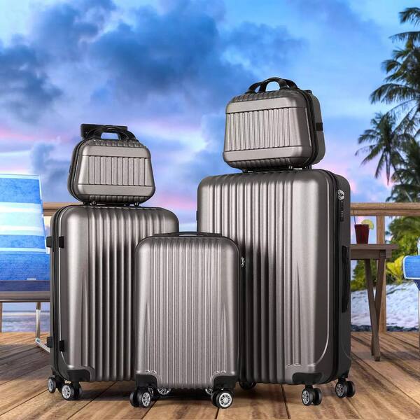 HIKOLAYAE 5-Piece Set of Lightweight Rolling Hardside and Checked