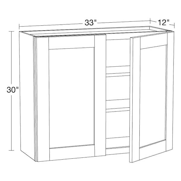 Arlington Vesper White Plywood Shaker Stock Assembled Wall Kitchen Cabinet Soft Close 33 in W x 12 in D x 36 in H